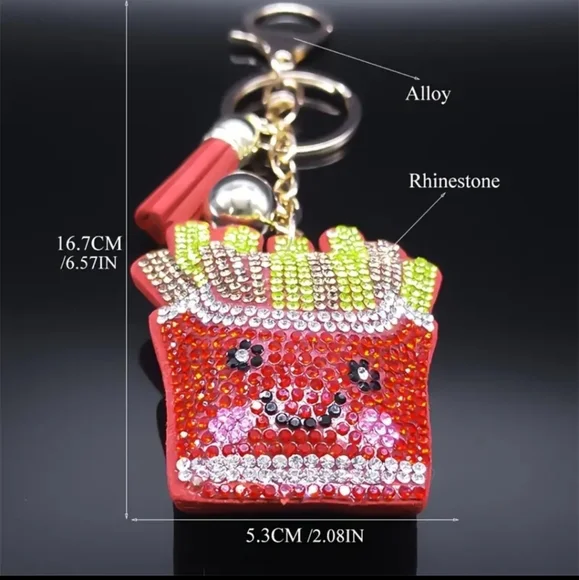 Rhinestone French Fries Charm/Keychain - Picture 2 of 2